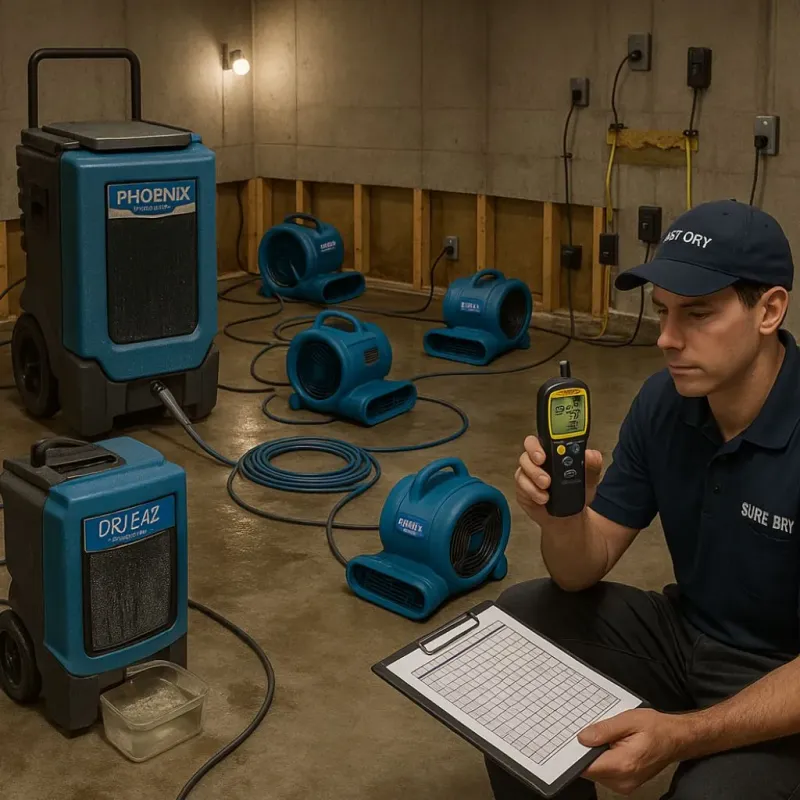 Structural Drying and Dehumidification process in West Covina, CA